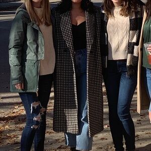 Vintage Stylish Black and White Pea Coat